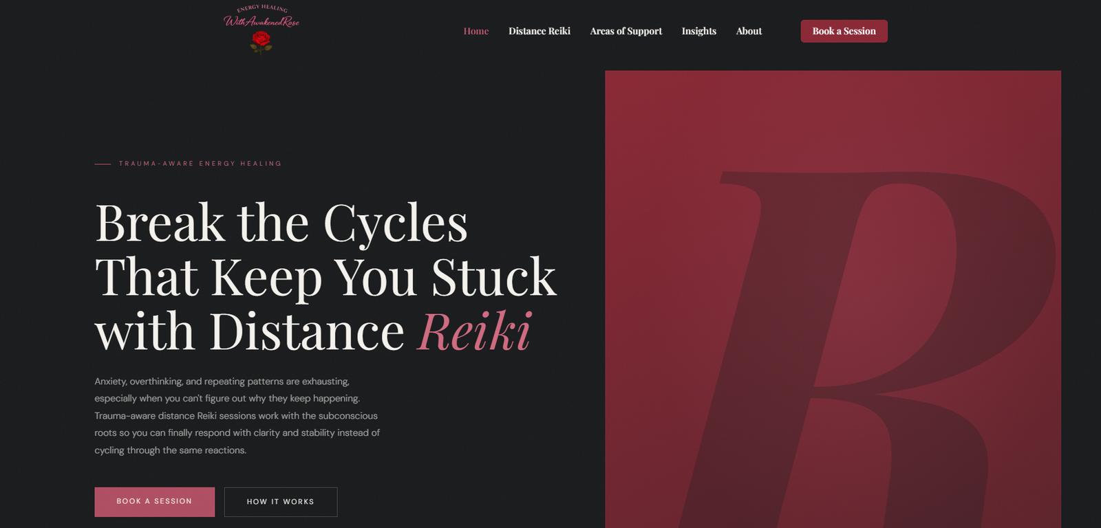 Custom website created by GrowU for Awakened Rose